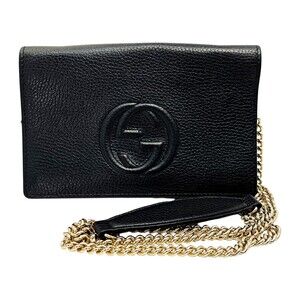 GUCCI SOHO Black Shoulder Bag Interlocking GG